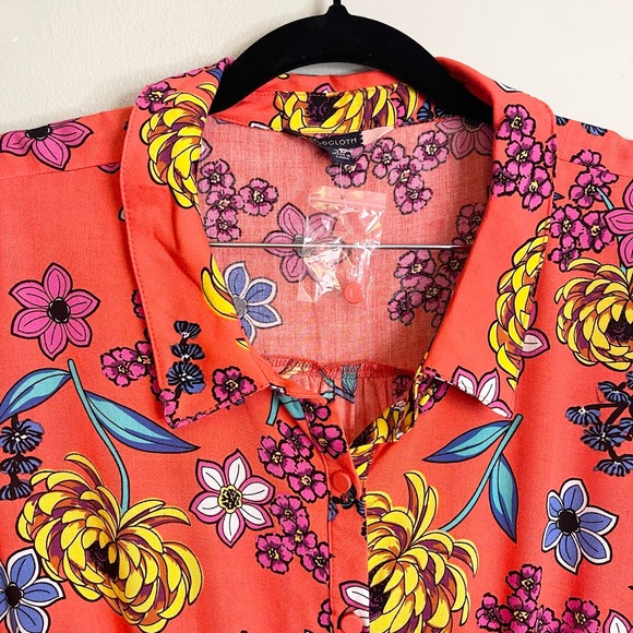 MODCLOTH Women's Floral Short Sleeve 1/2 Button Mini Dress Plus Size 2X NWOT - Picture 4 of 10